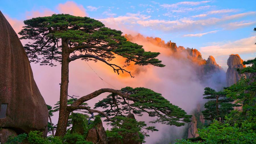 雨后黃山雨后放晴：云海、霞光、瀑布入畫(huà)來(lái)