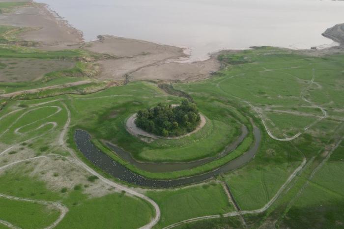 河南黃河三門(mén)峽庫(kù)區(qū)現(xiàn)“生態(tài)草原”景觀